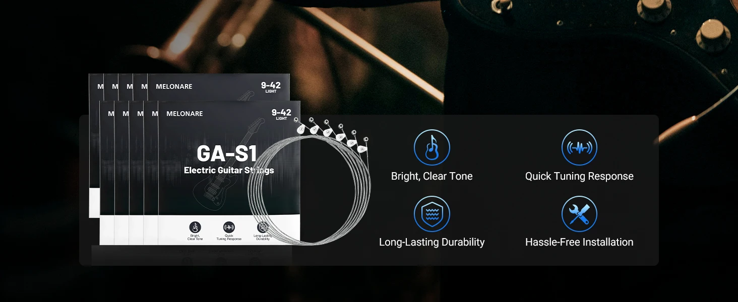 E-Gitarrensaiten, Gitarrensaiten mit Kugelende und vernickelter Stahlwicklung, Sechskantkern und Rostschutzbeschichtung, 9-42 Super Light Gauge – Detail 2