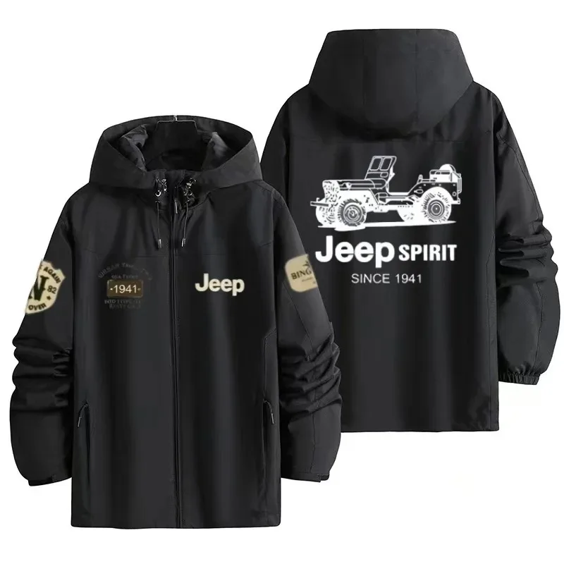 

Jeep Spirit Men's Spring and Autumn Jacket Thin Mountaineering Jacket Hooded Windproof Top Outdoor Sports Jacket