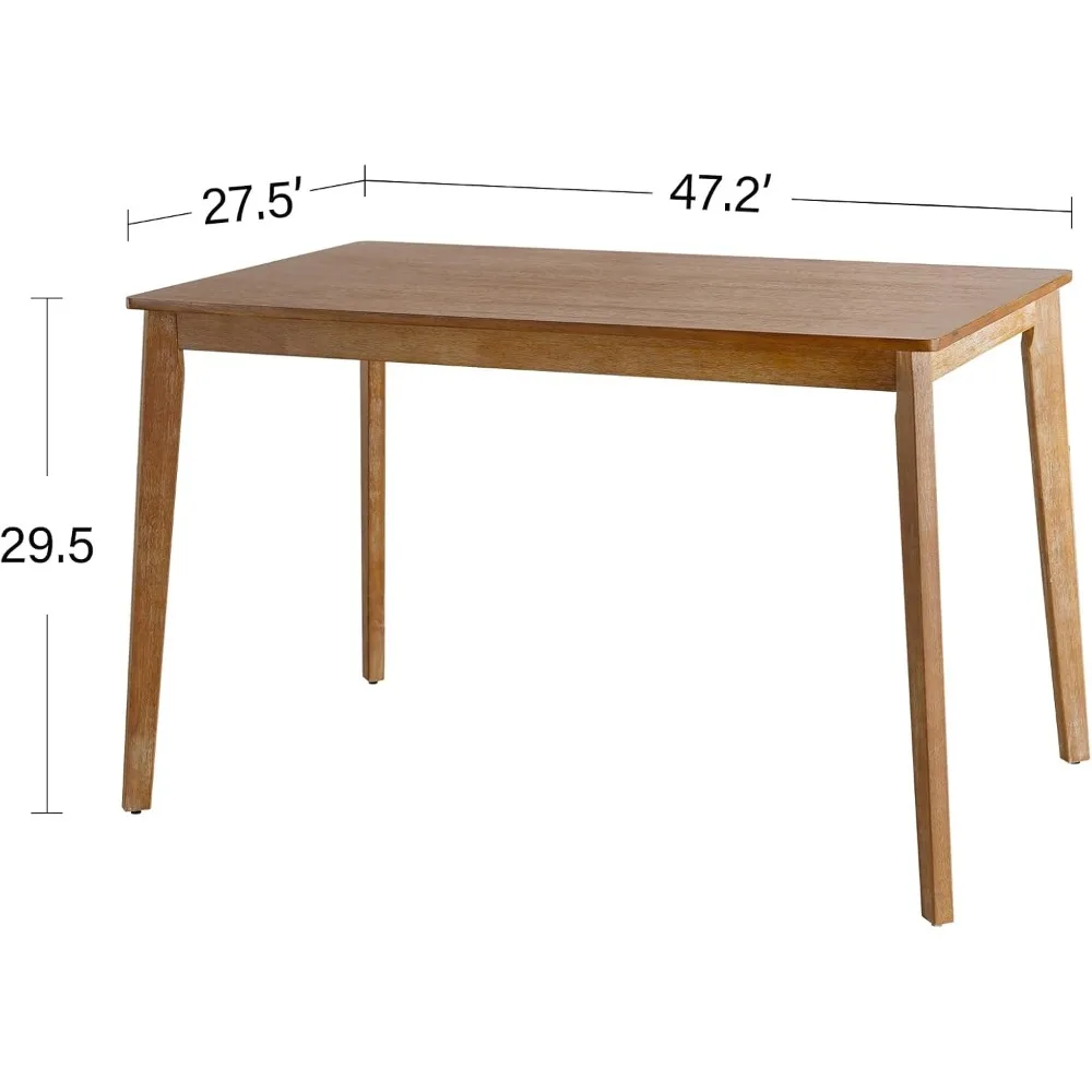 Компактный современный обеденный стол середины века, 47-дюймовый стол на деревянных ножках для 4-6 человек, повседневный кухонный журнальный столик