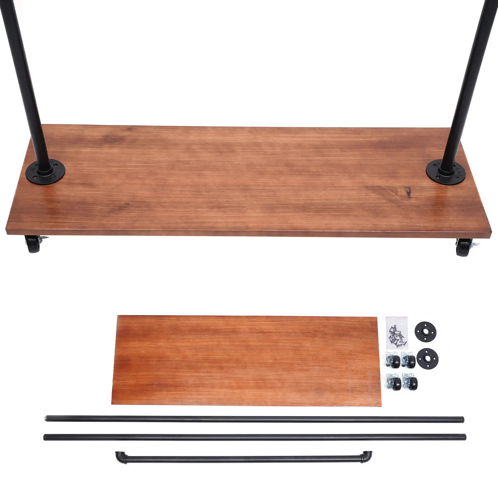 Rolling Clothing Rack Closet Movable Garment Rack With 1-Tier Storage Shelf USA