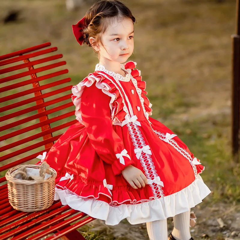 Autumn New Girls Lolita Skirt Middle and Young Children's One Year Old Princess Dress Spanish Children's Dress