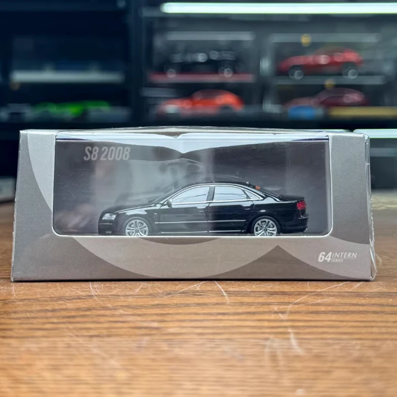 다이캐스트 오리지널 1:64 스케일 2008 S8 합금 모델 시뮬레이션 클래식 장식 취미 기념품 선물 컬렉션 정적 디스플레이