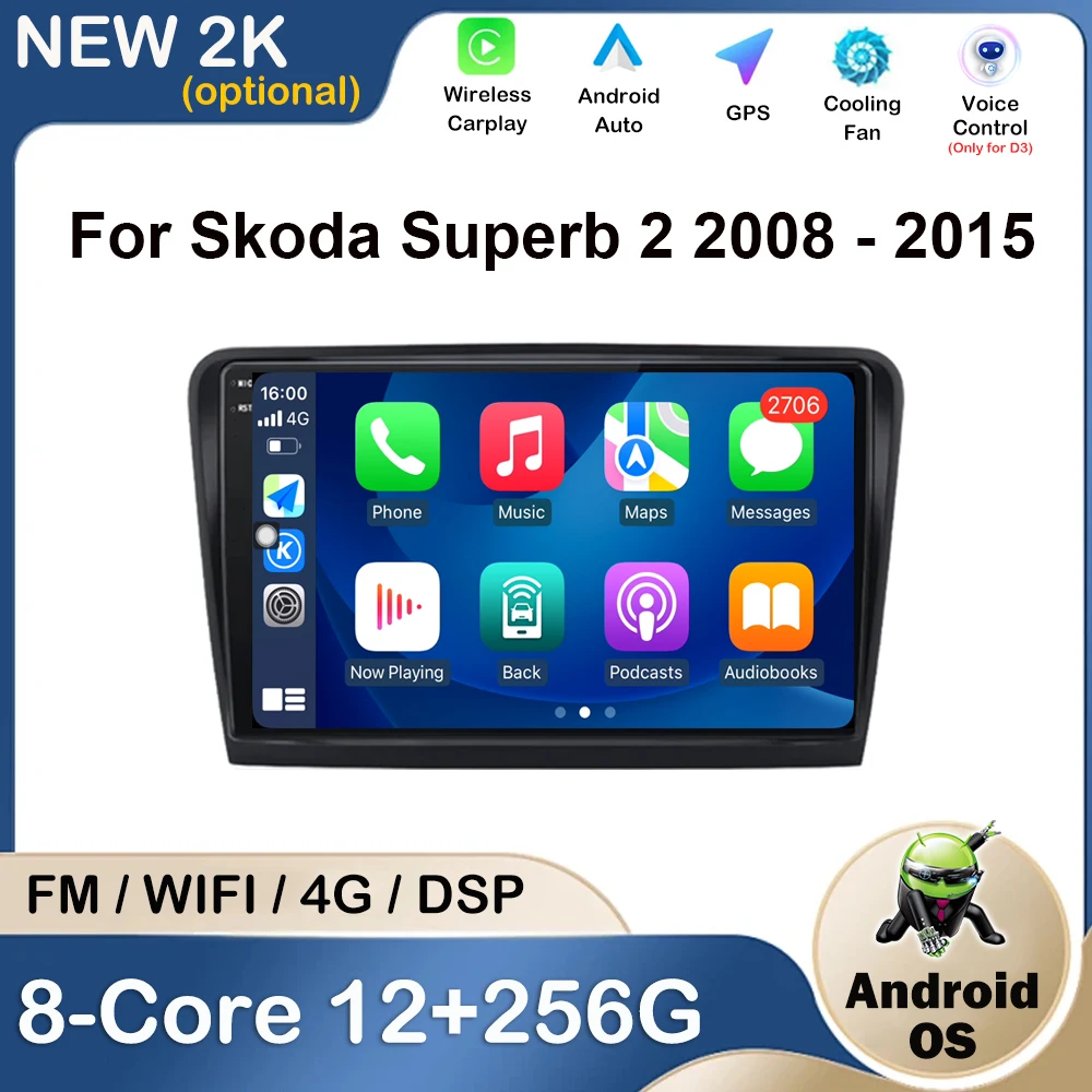 

Car Multimedia Radio Player For Skoda Superb 2 2008 - 2015 Android OS GPS Navigation BT WiFi DSP Carplay 2.5D Screen Auto Tools