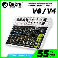 Debra Audio Mixer V8 Audio Interface Mixing Console Bluetooth Record PC 48V Phantom Power Delay Repaeat Effect