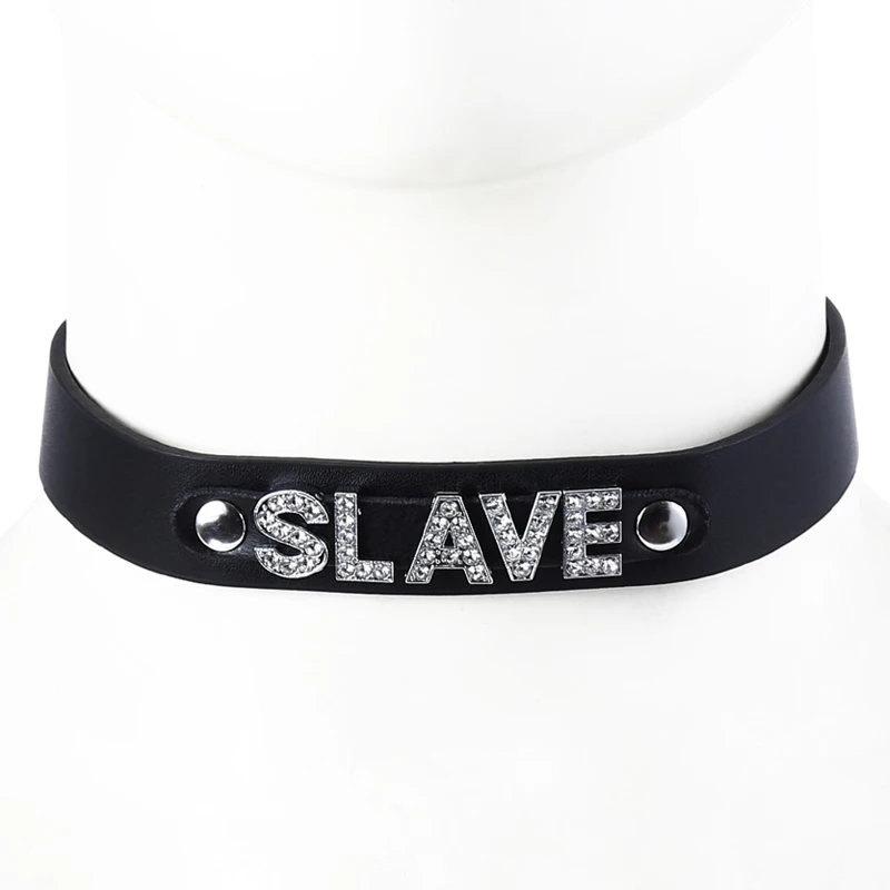 Juguete sexual Bdsm para adultos, Collar de cuello con letras de esclavo, Pendientes, juego de rol para pareja, equipo de Bondage, Gargantilla decorativa Punk, accesorios exóticos