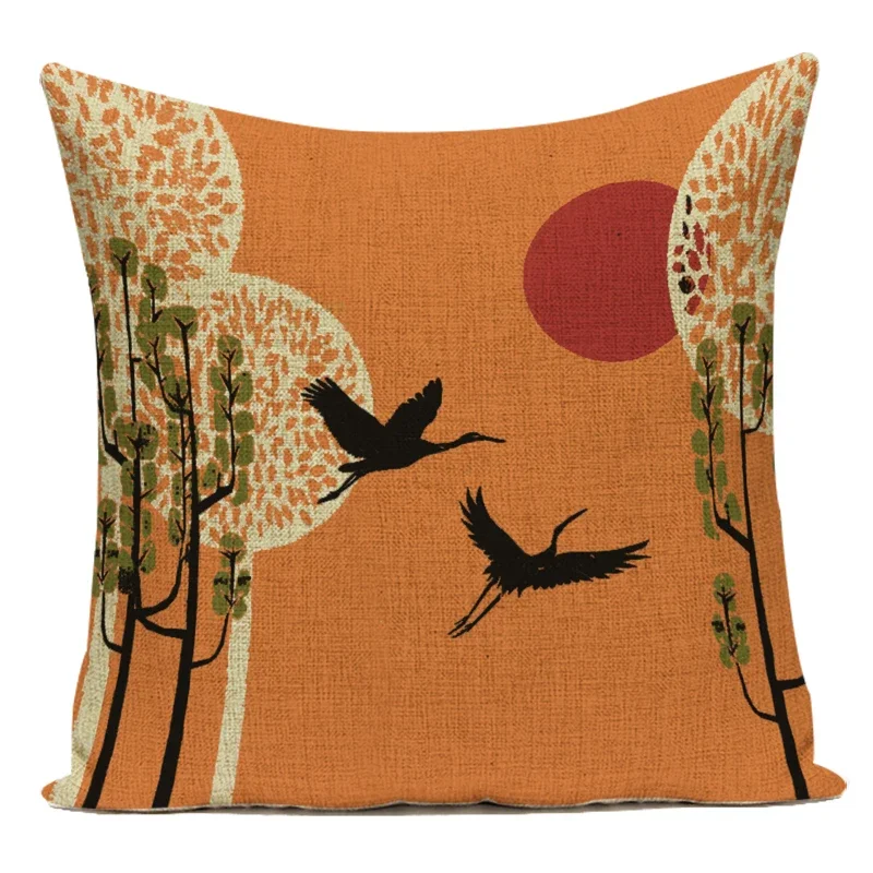 Japanese Style Mountain Blossom Wave Pillow Cover - Home Decorative Living Room Sofa Seat Cushion Case