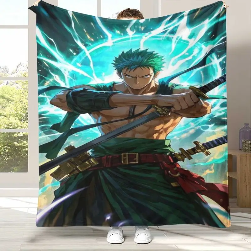 Anime Zoro One P-Piece Straw Hat Pirates Soft Flannel Throw Blanket,Cozy Warm Blanket for Bed,Sofa,Living Room,Picnic,Camping