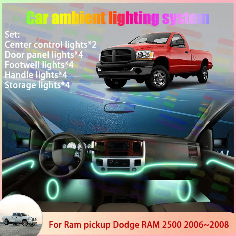 

Для Ram Pickup Dodge RAM 2500 MK3 DR DH 2006 ~ 2008 2/18 в 1, автомобильная атмосферная лампа, RGB абажур, ансамбль, стример, атмосферный набор
