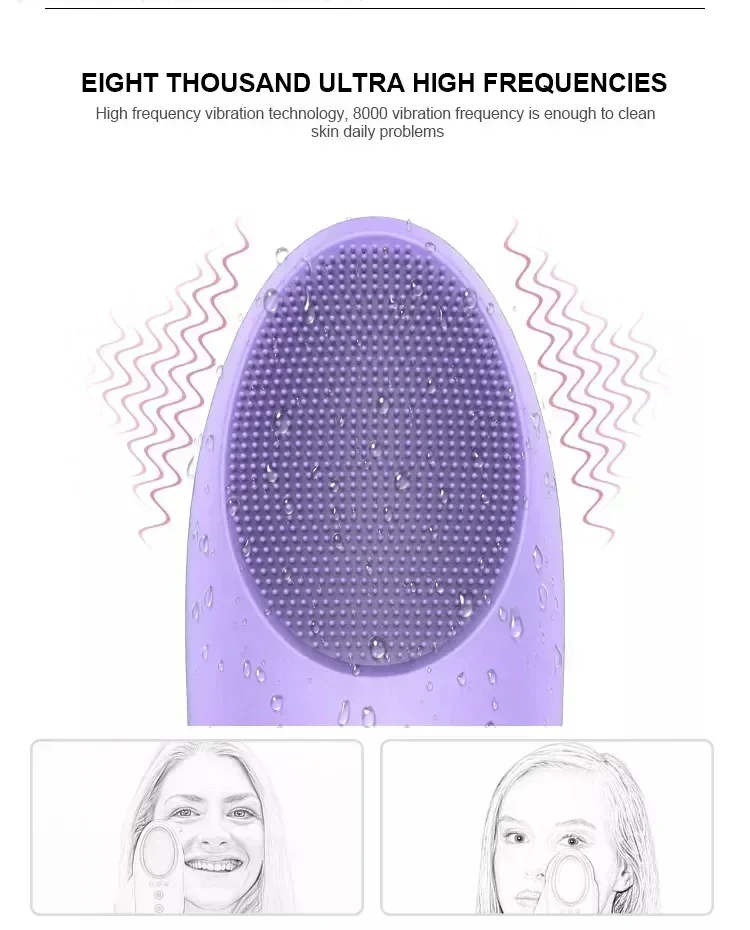 Rechargeable Sonic Facial Cleansing Brush with Hot/Cool Compress Silicone Face Cleanser for Deep Cleaning