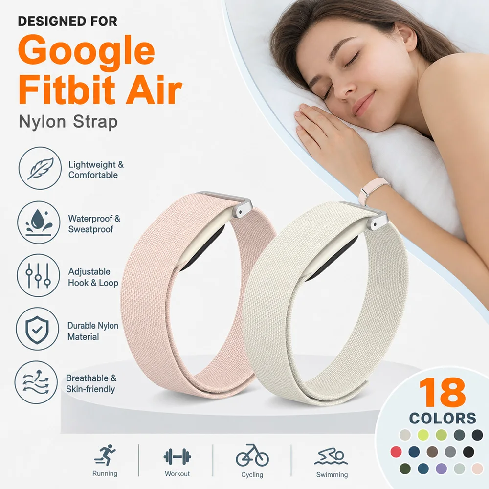 Woven Nylon Wristband for Google Fitbit Air Breathable Wear‑Resistant Comfort Replacement Wrist Accessory for Google Fitbit Air