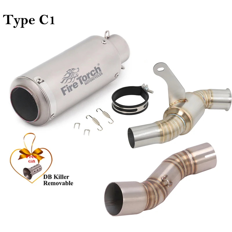 Slip On For CFMOTO CLX-700 CLX700 CLX 700 Sport 2020 - 2023 Motorcycle Exhaust Escape Systems 51mm Middle Link Pipe Moto Muffler