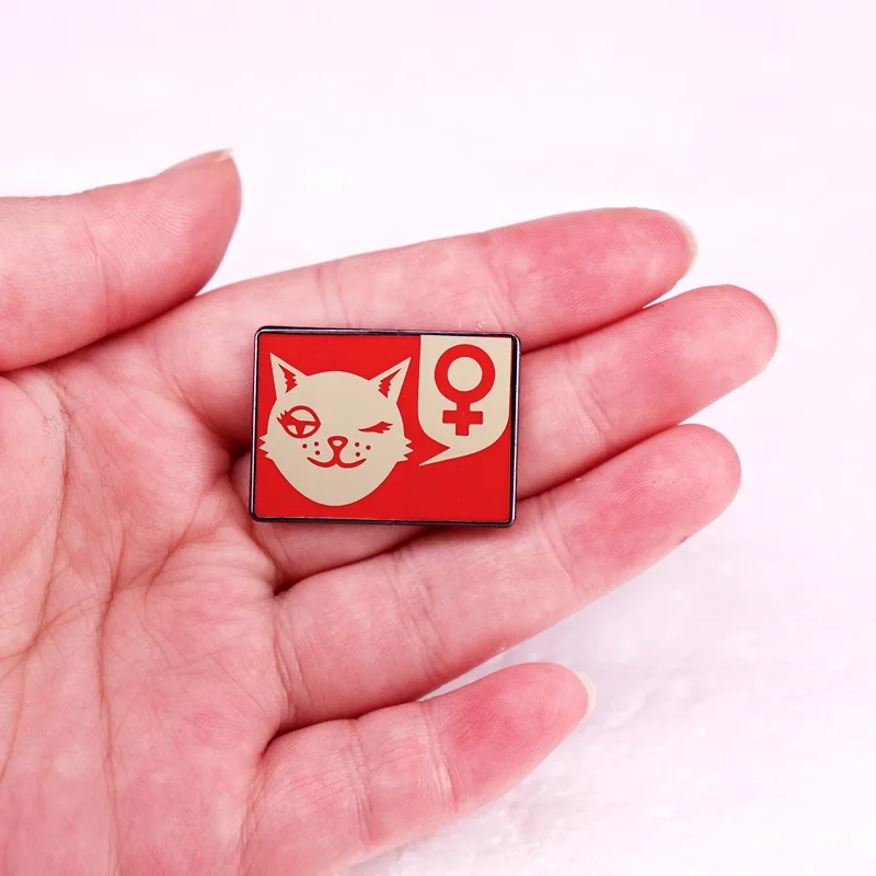 قطة نسوية مع رمز دبوس المينا ، اكسسوارات بروش ، هدية للبنات