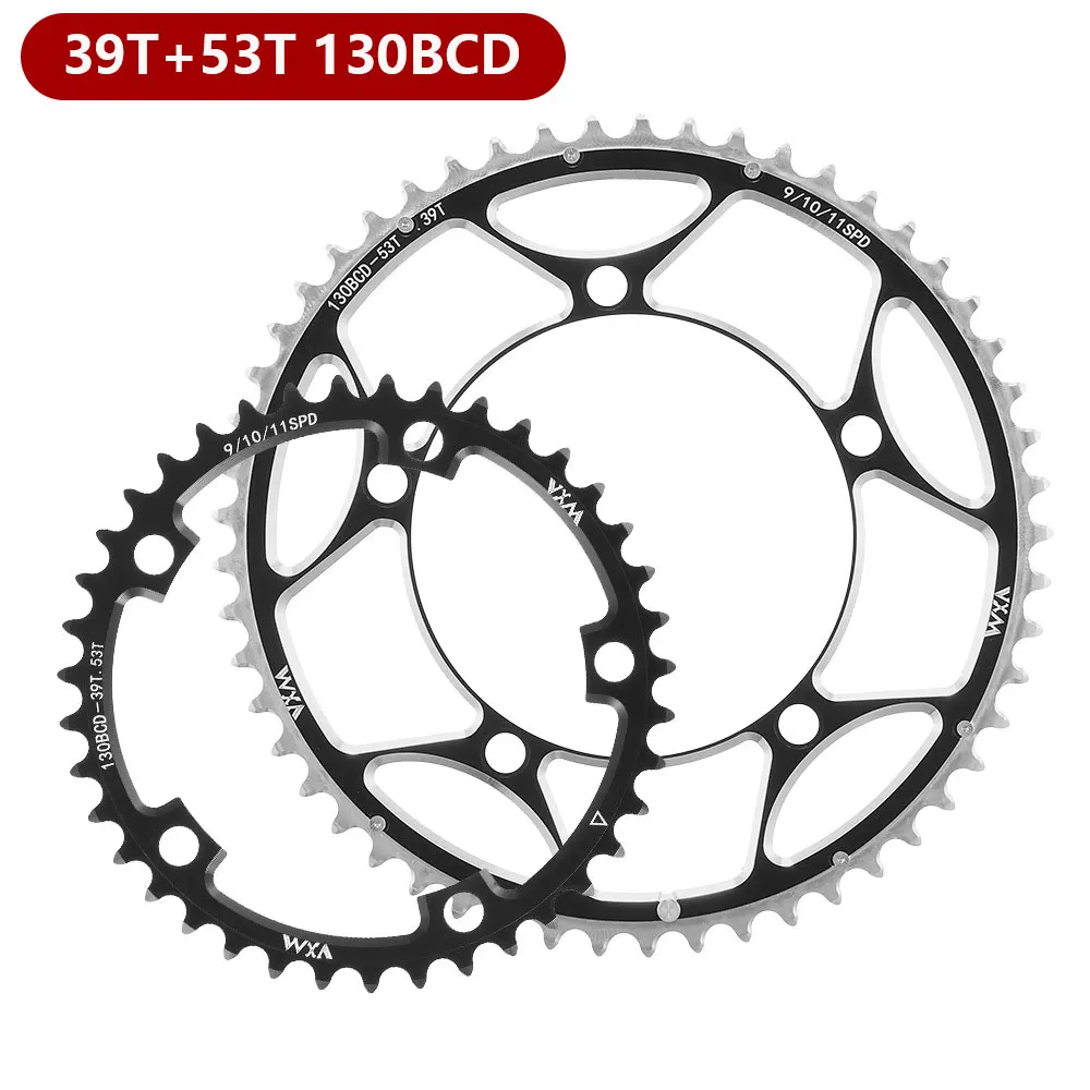 VXM Bicycle Double Chainring 130BCD 39T 53T 42T 55T 46T 56T Road Bike Crankset Riding Disc Aluminum Chainwheel Folding Bike Disc