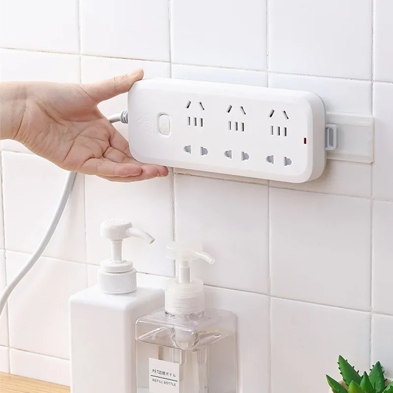 Punch Free Socket Rack Holder Seamless Plug Sticker Wall Fixer Power Strip Holder Router Remote Control Organization