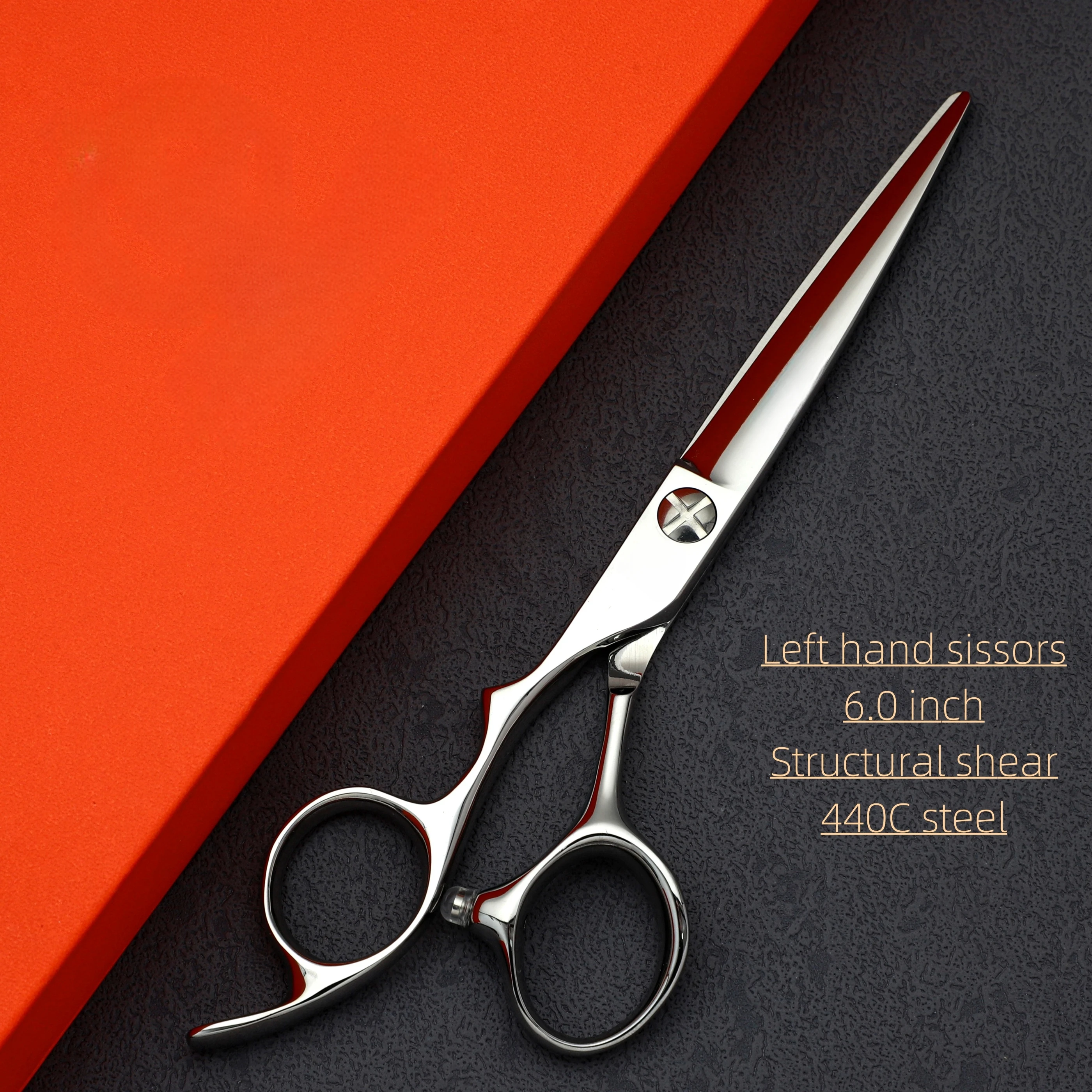 Left hand hairdressing scissors，Professional barber scissors，440C steel Barbershop hair cutting tools，Set of 6.0-6.5-6.8 inches