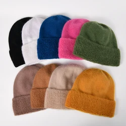 New 9 Colorways Top Quality Rabbit Fur Solid Woman Winter Hat Warm Wool Autumn Beanies Best Matched Soft Bonnet Skullies Gift