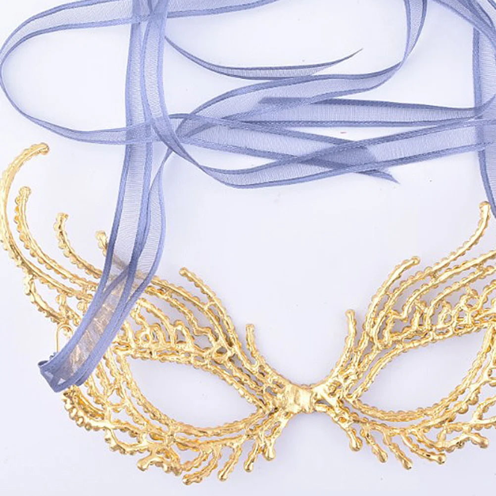 

1pc Rhinestone Facepiece Golden Alloy Mask High-End Masquerade Decoration For Party Carnival Wedding Dance Simple Styled