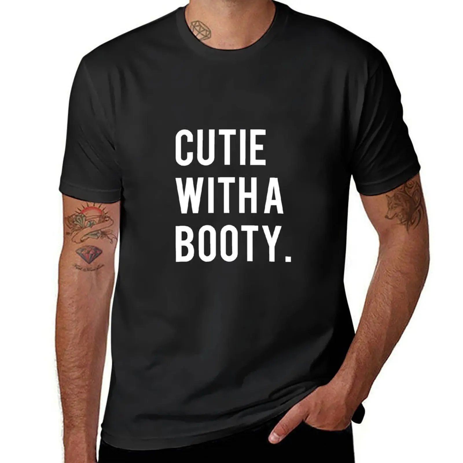 cutie with a booty T-Shirt sports fans tees summer top customs heavyweight t shirts for men