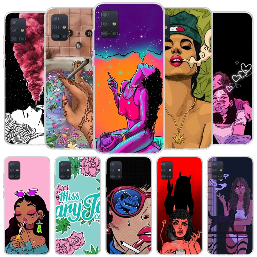 Lovelorn Smoking Girl Sad Cover Phone Case For Samsung A51 A41 A31 A21S A71 A50S A40 A30S A20E A10S A6 A7 A8 A9 Plus Soft Fundas