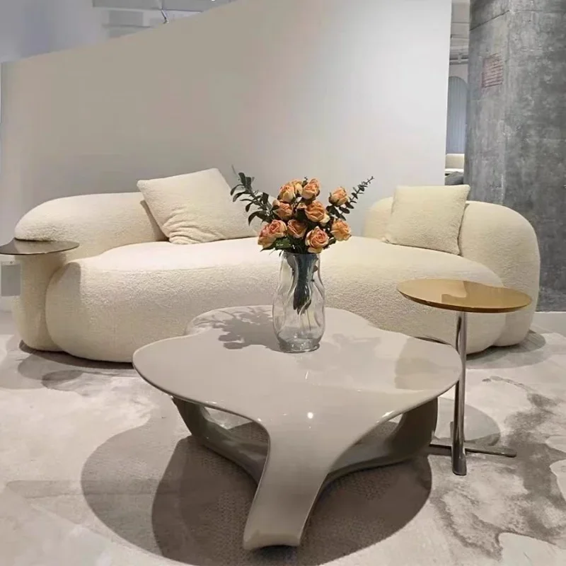 Modern creative light luxury FRP electroplating hollow cloud coffee table model room living room special-shaped irregular tea