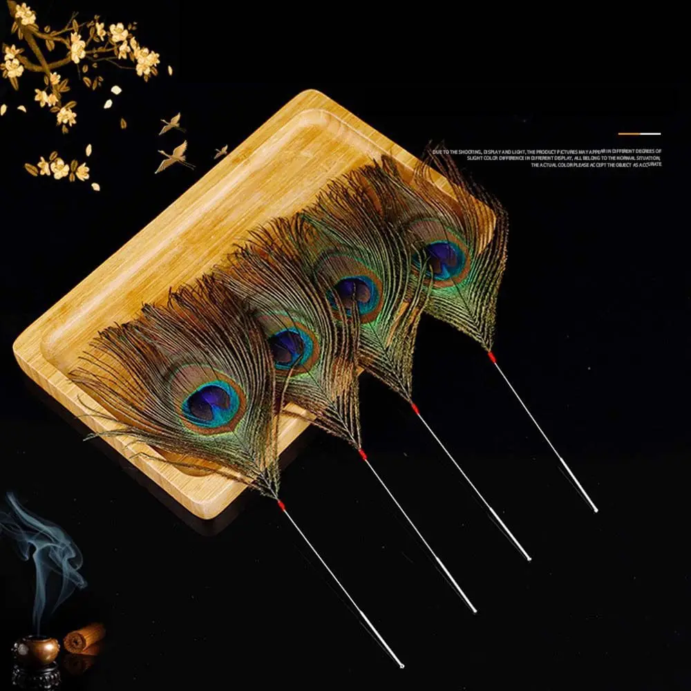 

1Pc Peacock Feather Health Care Wax Remover Earpick Ear Dig Tools Ear Cleaner Stick Silver Needle