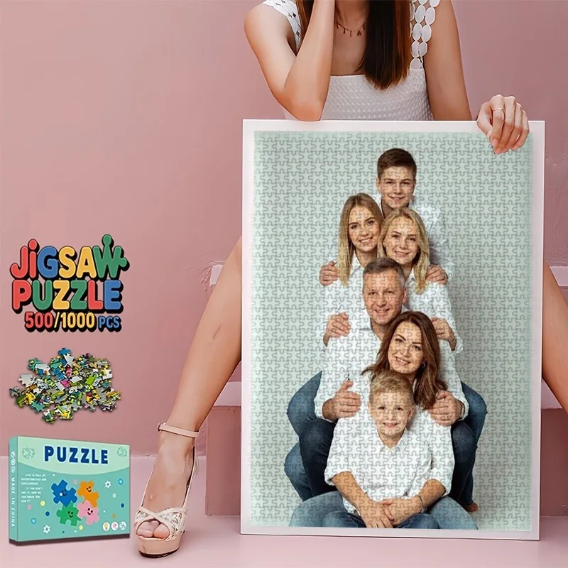35/300/500/1000pcs Personalized Custom Photo Puzzle Couple Photos for Birthday Wedding Valentine's Day Gift