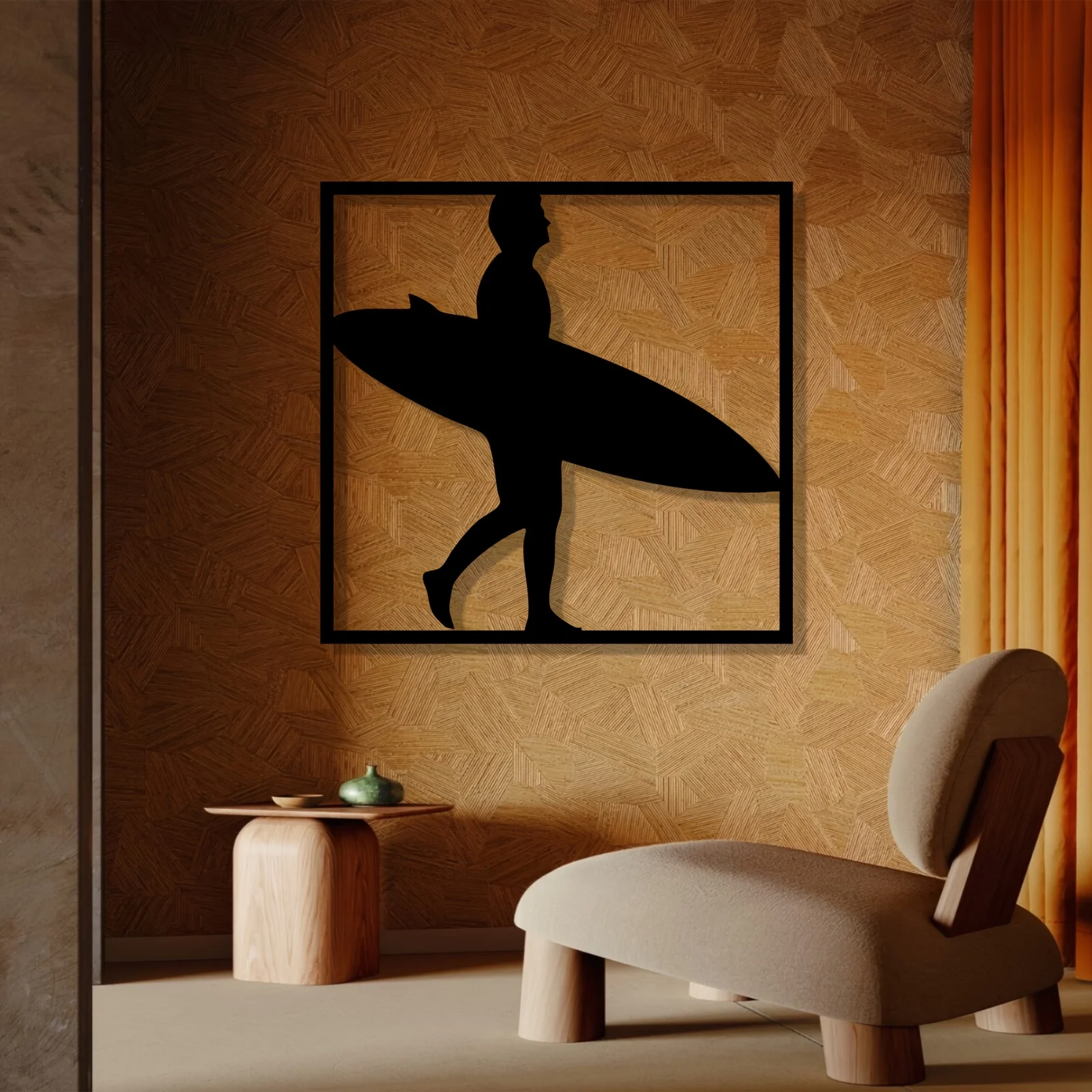 1pc Modern Surfer Metal Wall Art, Dynamic Iron Decor, Weather-Resistant for Patio Garden Beach, Gift for Surfing Fans
