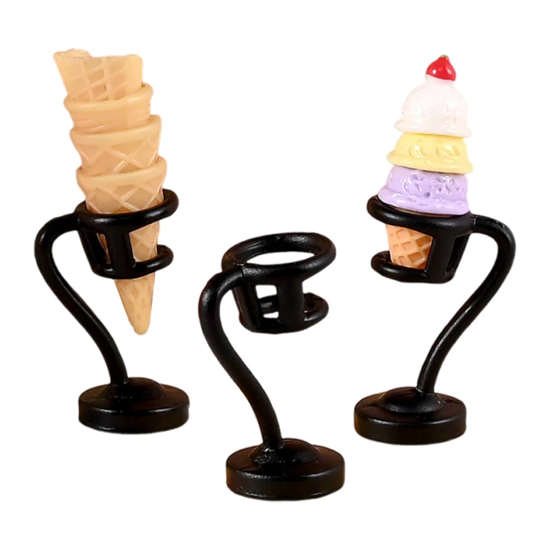 3 Stücke/6 Stücke Puppenhaus Miniatur Eiscreme Ständer Eistüte Halter Modell Dekor Spielzeug Puppenhaus Zubehör
