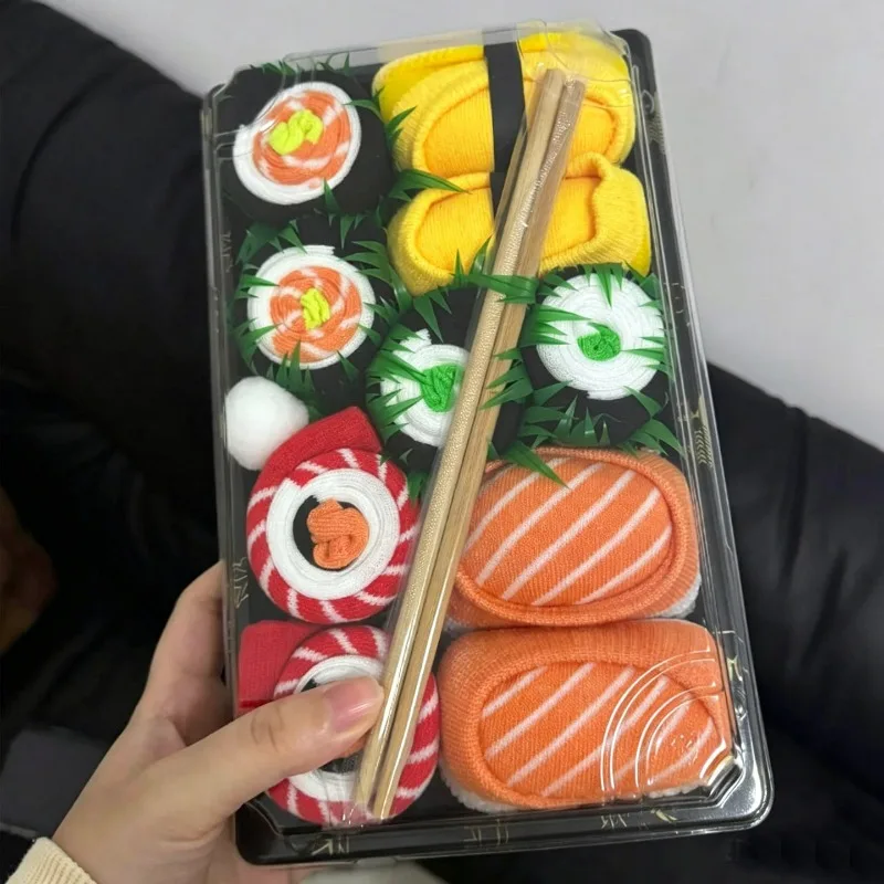 3Pairs Simulation Sushi Stockings Women Men Friends Socks Gifts Interesting Socks Personalized Food Patterns Socks Box Set