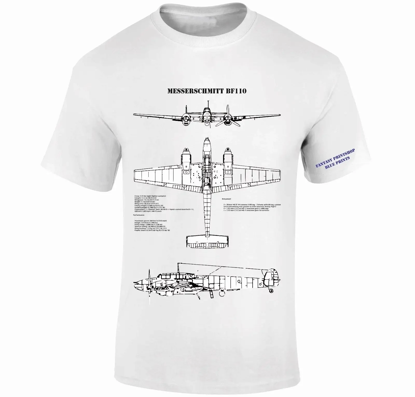 

Мужская дизайнерская одежда Топы с круглым вырезом Футболки Messerschmitt BF110 ME110 Модели