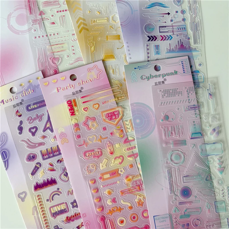 

Технология киберпанк наклейки декоративный идол Фотокарточка сделай сам материал альбом Скрапбукинг дневник коллаж милые Канцтовары