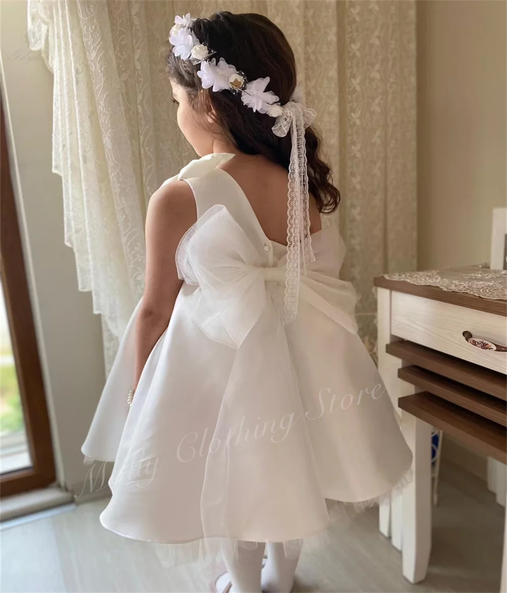 Girls Occasion Dress White One Shoulder A-LINE Butterfly Condensation Backless Elegant Kids Wedding Birthday Dress