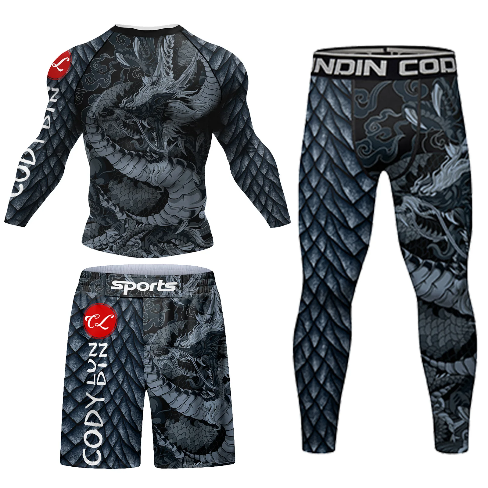 Cody Lundin Sportsuit Men's sports shorts men leggings tight full printed long sleeve rash guard