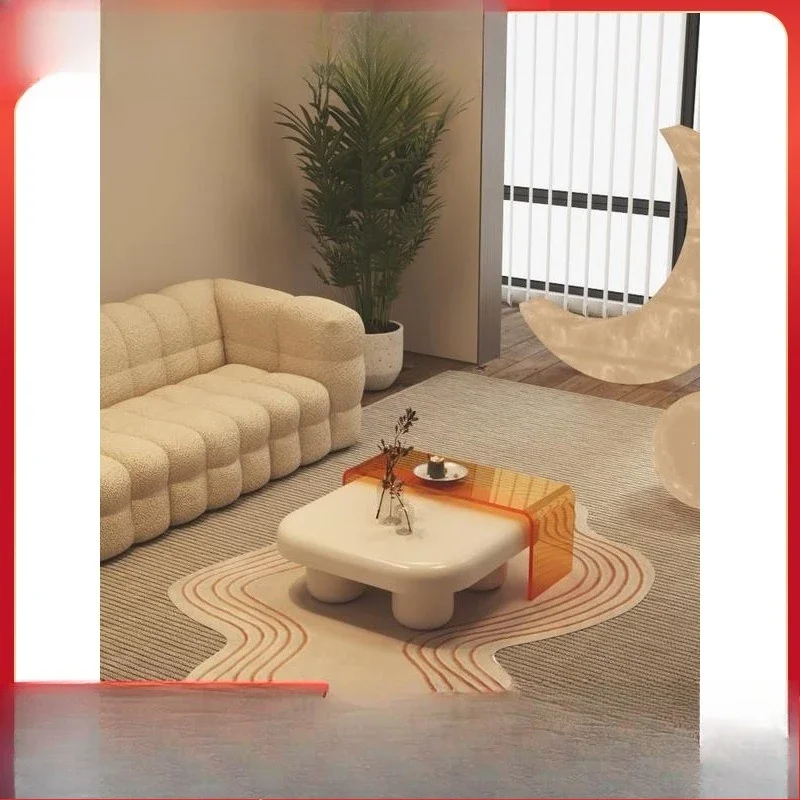 table small apartment Japanese Internet celebrity wabi sabi cream wind bed and breakfast living room square acrylic table