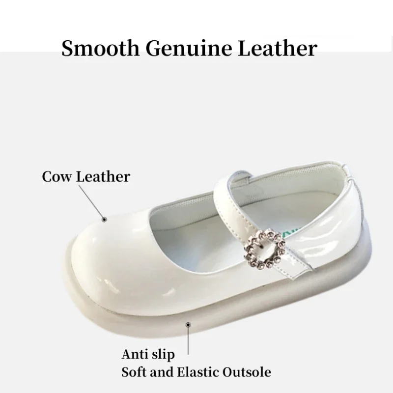 Genuine Leather Girls Casual Shoes Patent Leather Spring Summer Children\'s School Shoes Kids Flat Shoes for Evening Performances