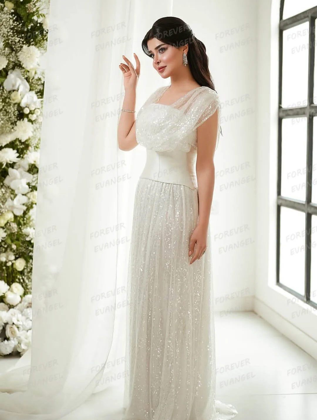 Shiny Strapless Wedding Dresses Woman A Line Bride Gowns Sexy Sleeveless Sequined Fluffy Party Customized Vestidos De Novia 2025