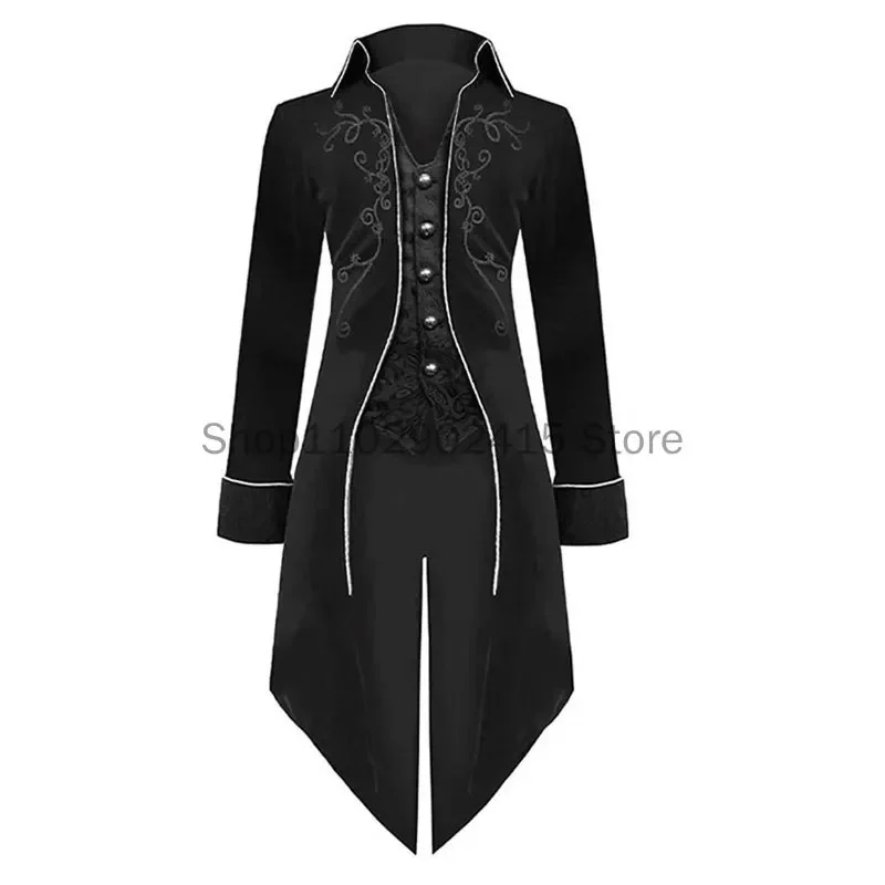 Men Medieval Larp Gothic Steampunk Costume Gambeson Canvas Corduroy Turtleneck Jacket Battle Hero Outfit Cosplay Coat Costume