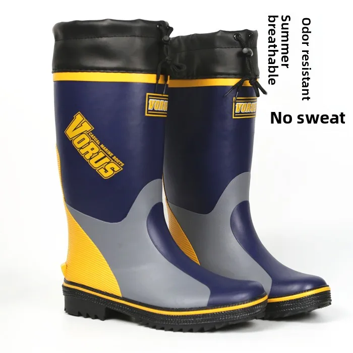 

Lightweight Men's Rain Boots High-Tube Anti-Slip Anti-Odor Summer Waterproof Rubber Fiing oes Men's Rain Boots Water oe...