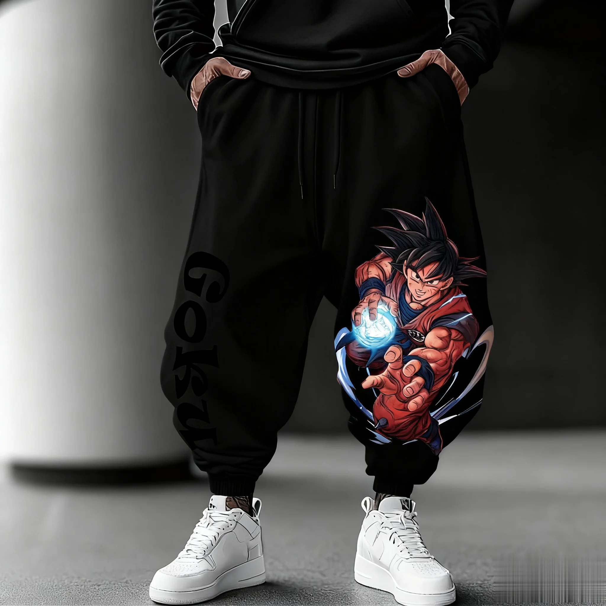 جديد لعبة دراغون بول جوكو الرجال Sweatpants الشارع الشهير Y2k فضفاض السراويل الرياضية غير رسمية الصيف الخريف موضة أنيمي طباعة الهيب هوب بنطلون