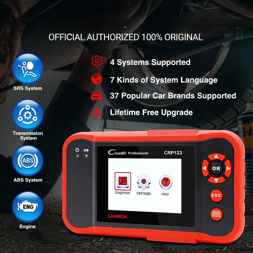 For Original Launch CRP123 Update Online LAUNCH X431 Creader CRP 123 ABS, SRS, Transmission and Engine Code Scanner