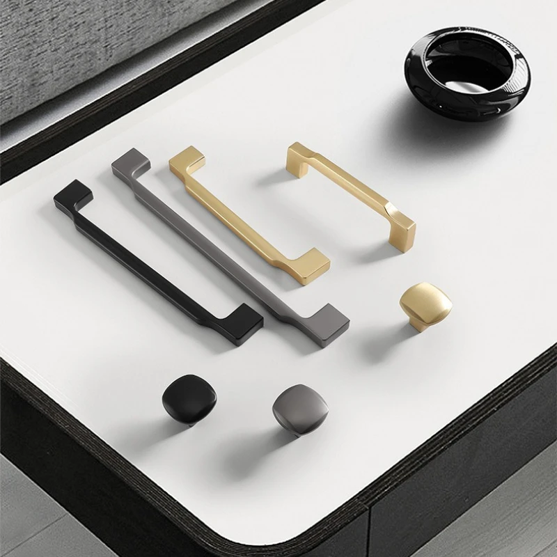 Gold Black Gray Wardrobes Door Handle Zinc Alloy Handles for Cabinets and Drawers Dresser Hardware Fitting Shoe Cabinets Pulls