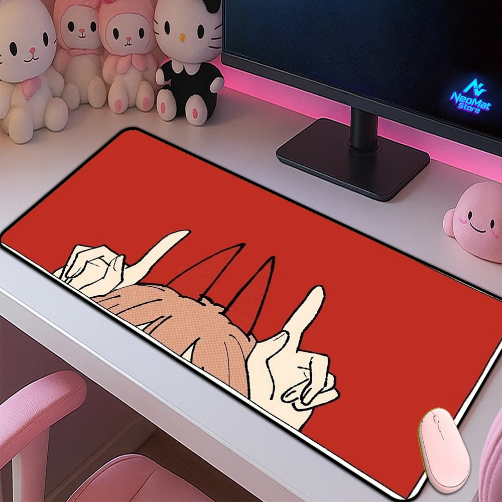 Power Chainsaw Man Computer Mats Anime Mousepad Red Pc Decoration Kawaii Desks Accessories Desk Pads Large Mouse Pad for Desk