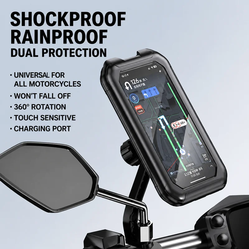 Mobile Phone Navigation Stand Motorcycle & Electric Vehicle Riding Stand Rainproof & Stable Mountain Bicycle Phone Stand view 3