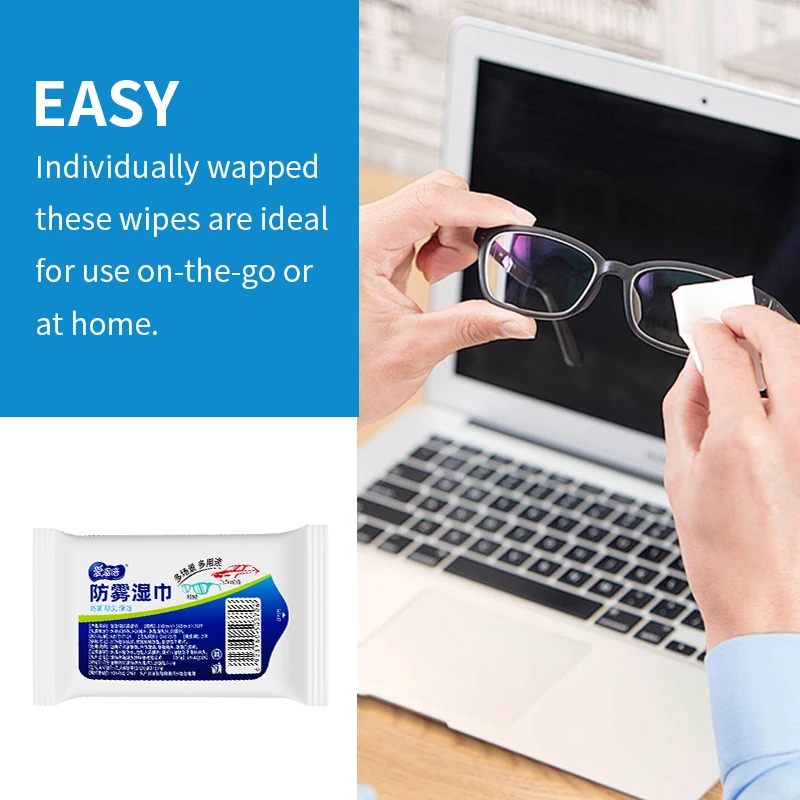 مناديل تنظيف مضادة للضباب للنظارات ونوافذ السيارة - 100 ورقة - آمنة للنظارات ونظارات التزلج وأقنعة الدراجات النارية