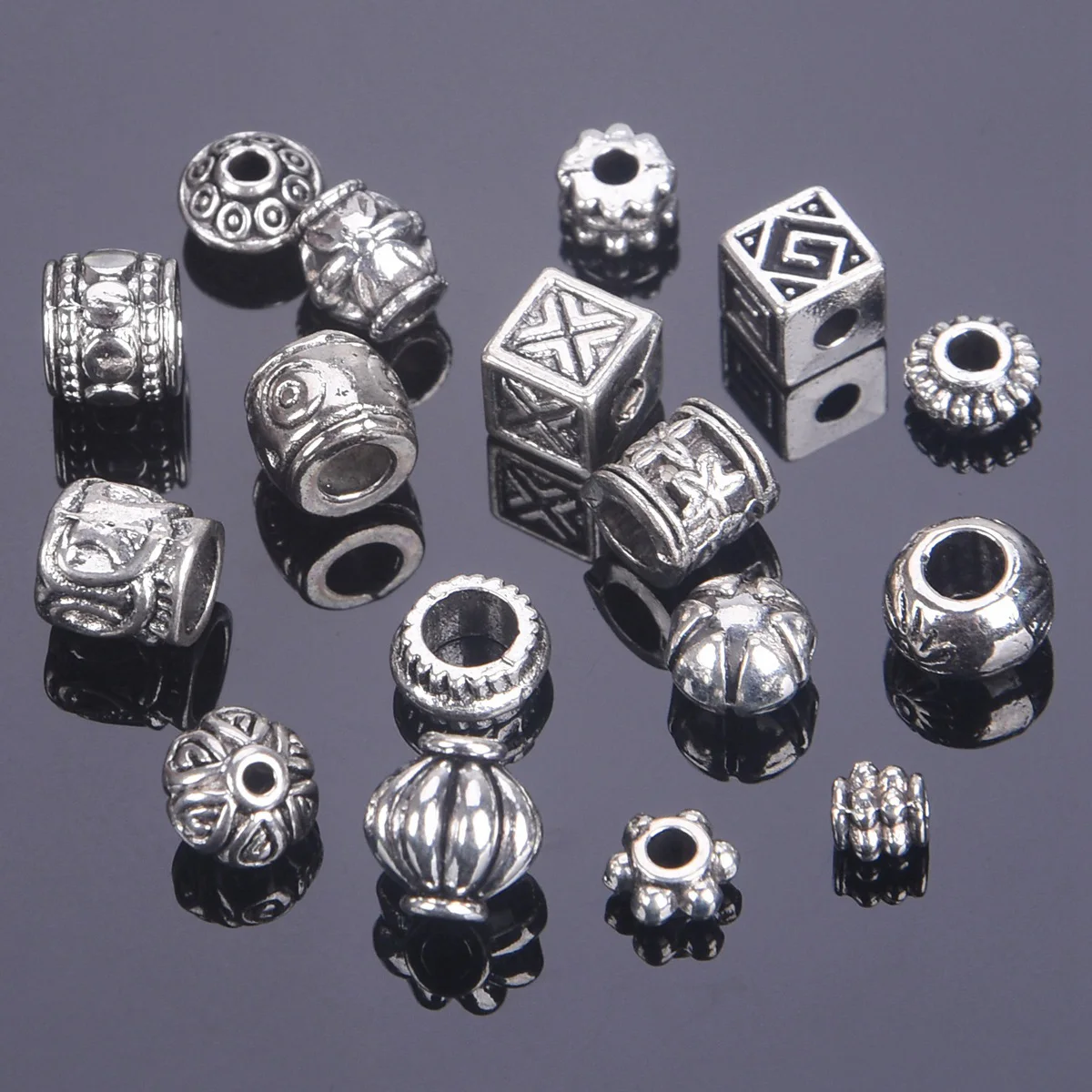 50PCS Tibetan Silver Color Loose Metal Alloy Spacer Beads For Jewelry Making DIY Crafts Findings