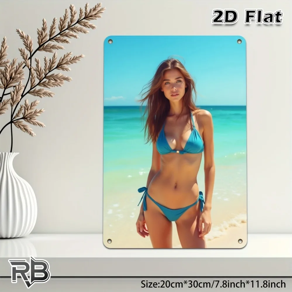 SEXY BIKINI GIRL Wandkunst-Dekoration, lustiges 2D-Metallschild für Zuhause, Bar, Garage, Café, Halloween-Weihnachtsgeschenk
