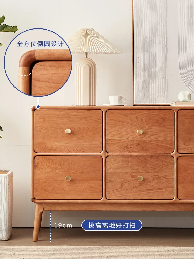 Yy Solid Wood Chest of Drawers Living Room Locker Cherrywood Eight Spares Cabinet Bedroom Storage Cabinet