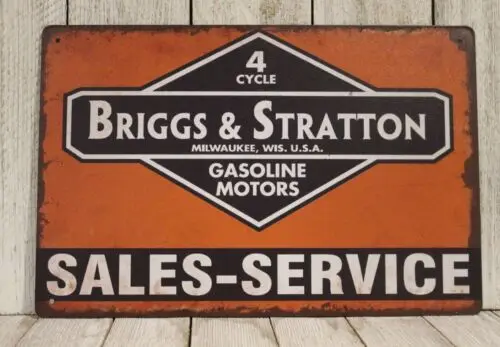 Briggs & Stratton Tin Metal Sign Engine Sales Service  Vintage Style Garage XZ