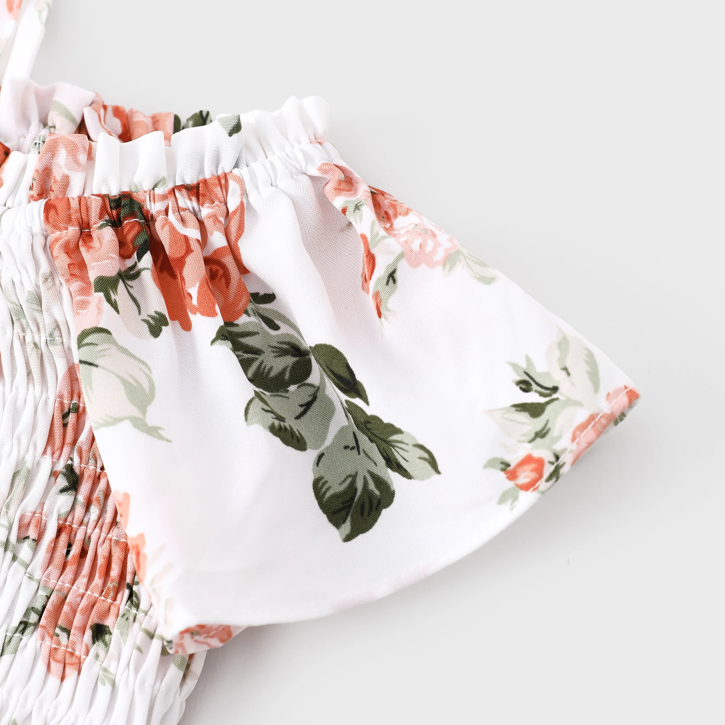 طقم بات بات فاميلي باك مطبوع عليه زهور مكشكش مكشوف الكتفين وسروال قصير أو تنورة للفتيات والأمهات #3