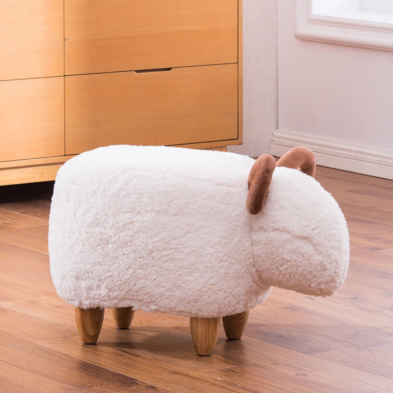 Modern Creative Animal Stool, Cute Lamb Storage Stool for Home Living Room Decoration, Cartoon Children's Stool Sheep Sofa Stool